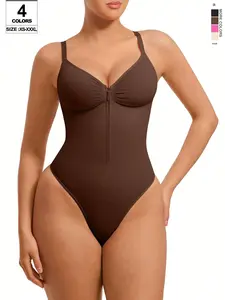 Women's Seamless Bodysuit Thong Bodysuit Sweetheart Neck Fitted Women's Comfort Shapewear Casual Breathable and Comfortable Daytime Sleeveless Corset Zipper