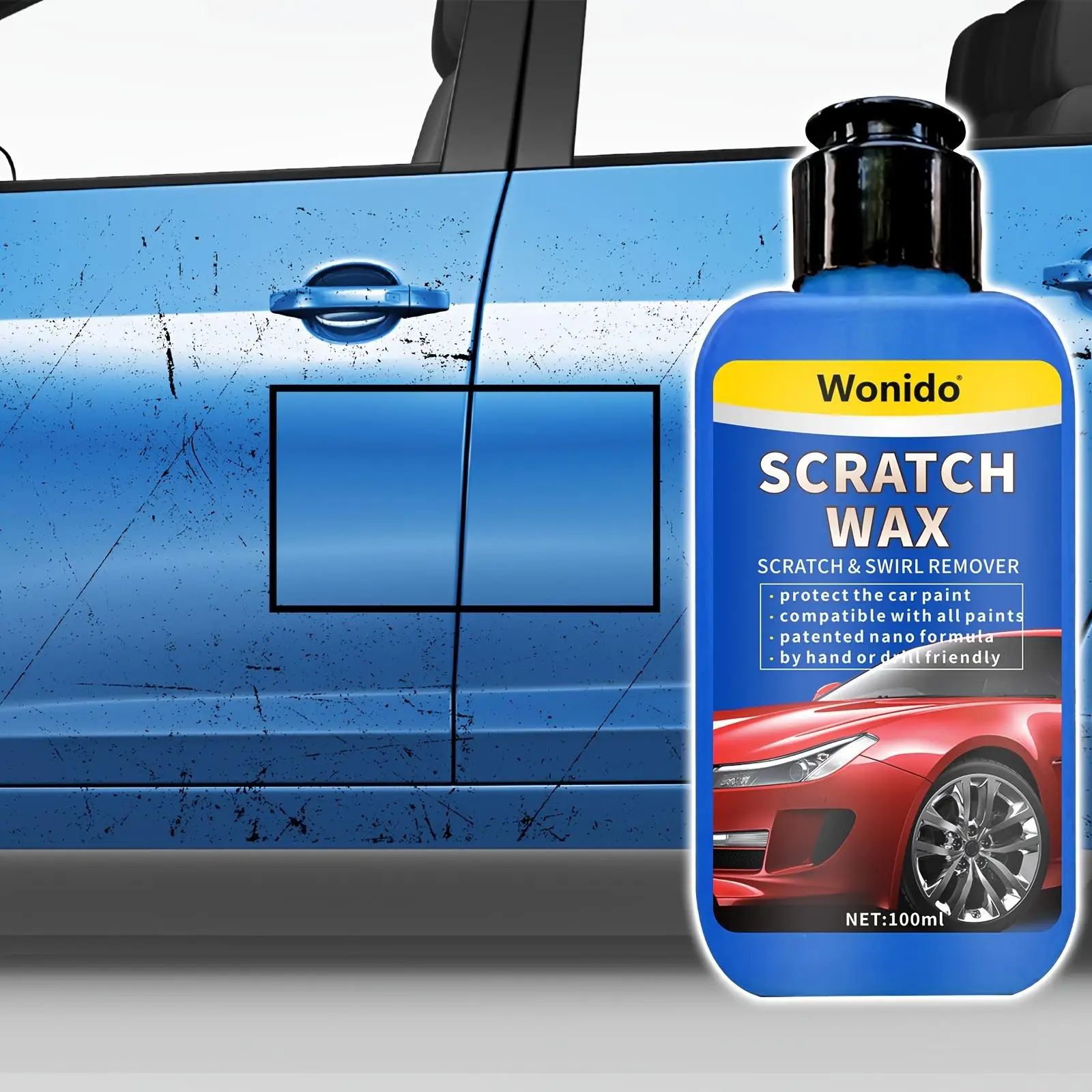 Car Scratch Remover, 100ml Car Scratch Removal Wax, Scratch Removal Tool for Car, Motorcycle, Bike, Truck
