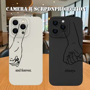 Minimalist Creative Couple'S Hand-Holding Design, Trendy And Popular Phone Case for Valentine'S Day, Suitable for Both Men And Women, Summer-Themed, Shockproof Matte Finish for Various Iphone (Gifts for Family Day, Easter, Birthdays Protective Cover
