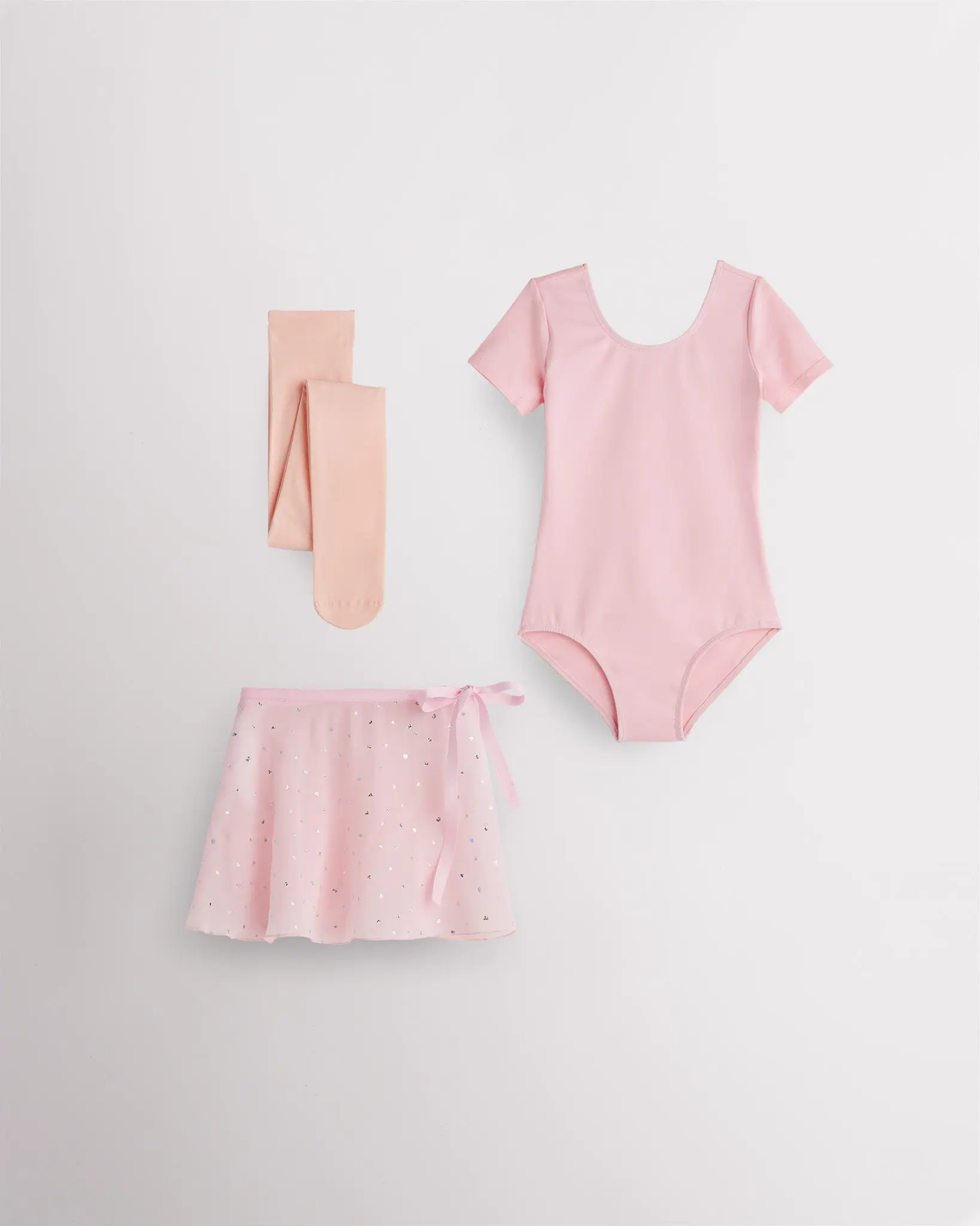 Girls Cotton-Spandex Ballet Leotard All-in-1 Set with Chiffon Skirt and Tights, Short Sleeve Dancewear for Children, All-In-One Set, Chiffon Skirts