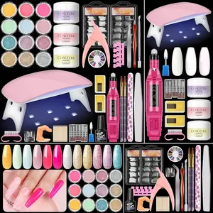 DLY Acrylic Nail Kit for Beginners with Drill UV LightProfessional Acrylic Powder Glitter Rhinestones Starter Setfor Women Ideal for Nail Art