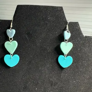 Heart Shaped Earrings Multicolored Blue Polymer Clay Lightweight Comfortable Everyday Wear Special Occasions
