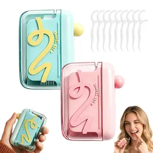 Pop-up Portable Floss Dispenser with Floss Picks -  Dental Floss Storage Box, Refillable, for Travel and Home Use
