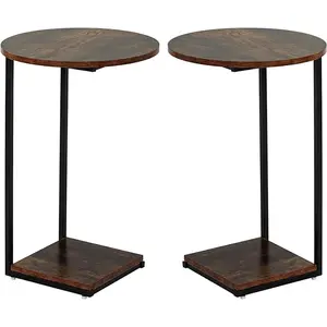 C Shaped End Table Set of 2,Couch Side Table That Slide Under,C Table End Table for Livingroom, Bedroom,Office