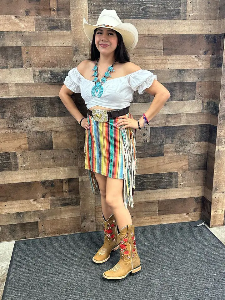 Aztec print fringe skirt Aztec print fringe skirt