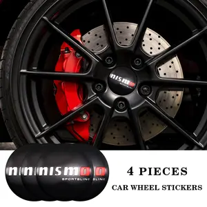 Car Polished Wheel HUB Sticker, Center HUB Sticker with Car Logo Badge, Suitable for Nismo Models, Automotive Accessories, Sticker For Cars