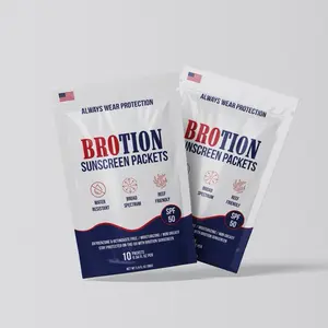 BROTION Sunscreen SPF 50 Single-Use Packets Broad Spectrum Water Resistant Reef Safe Travel Golf Facial UV Protection PABA-Free Gluten-Free
