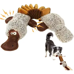 Squeaky Dog Toys, Stuffed Large Dog Toys to Keep Them Busy, Interactive Plush Chew Toys with Crinkle Paper, Tough Pet Animal Toys for Small Medium Large Dogs - Platypus