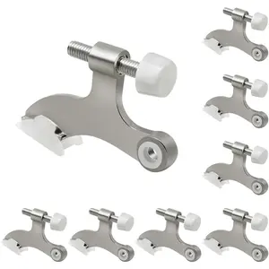 8 Pack Hinge Pin Brushed Nickel Door Stopper, Adjustable Heavy Duty Hinge Pin Door Stop with Rubber Bumper Tips