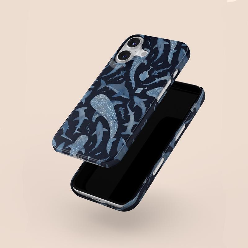 Blue Watercolor Shark Phone Case Cover Applicable to iP15Promax ip14Pro mobile phone case 12 trendy brand 13 anti-fall cover 14Promax 15Pro cute Plus phonecase Accessories Acrylic casetify