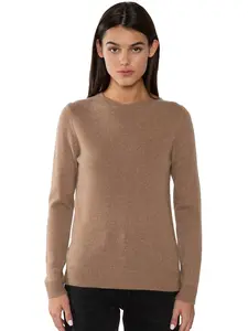 JENNIE LIU 100% Pure Cashmere 4-ply Extra Cozy Long Sleeve Crew Neck Sweater