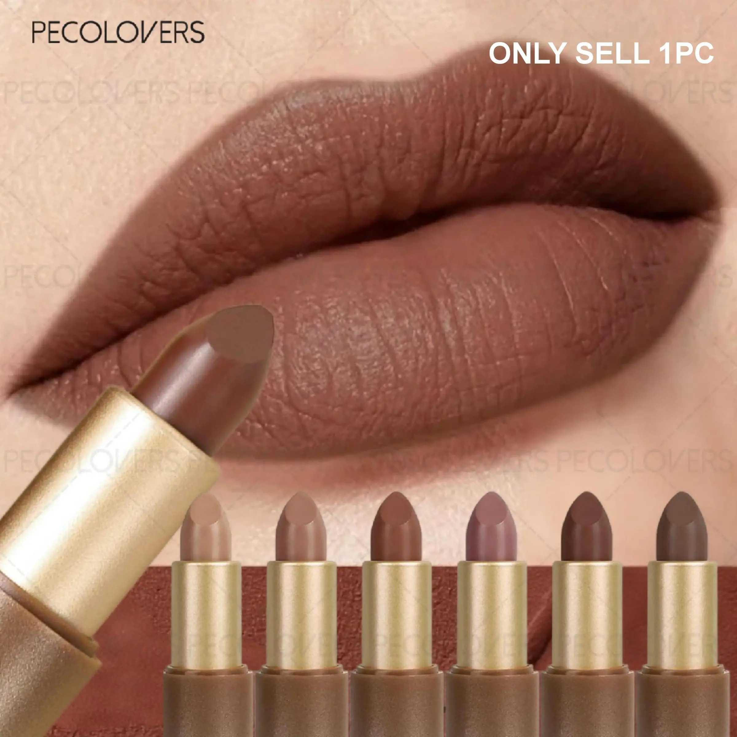 Brown Tube Lipstick, Lip Bullet, Soft Matte Lipstick, Matte Lip Gloss, Intensely Pigmented, Long-lasting Waterproof, Non-stick Cup, Red and Nude Colors, High Pigmentation Lipstick, Lip Cosmetics