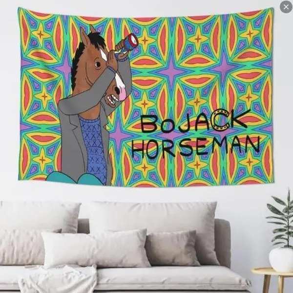 Anime Tapestry Bojack Anime Horseman Poster Wall Art Hanging Backdrop For Living Room College Room Home Decoration Decorative Linen