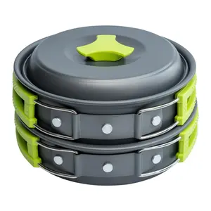 Camping Cookware Mess Kit for Backpacking Gear – Camping Cooking Set - Camping Pots and Pans Set - Backpacking Stove/Portable Stove Compatible - Camp Kitchen Equipment Accessories Pot