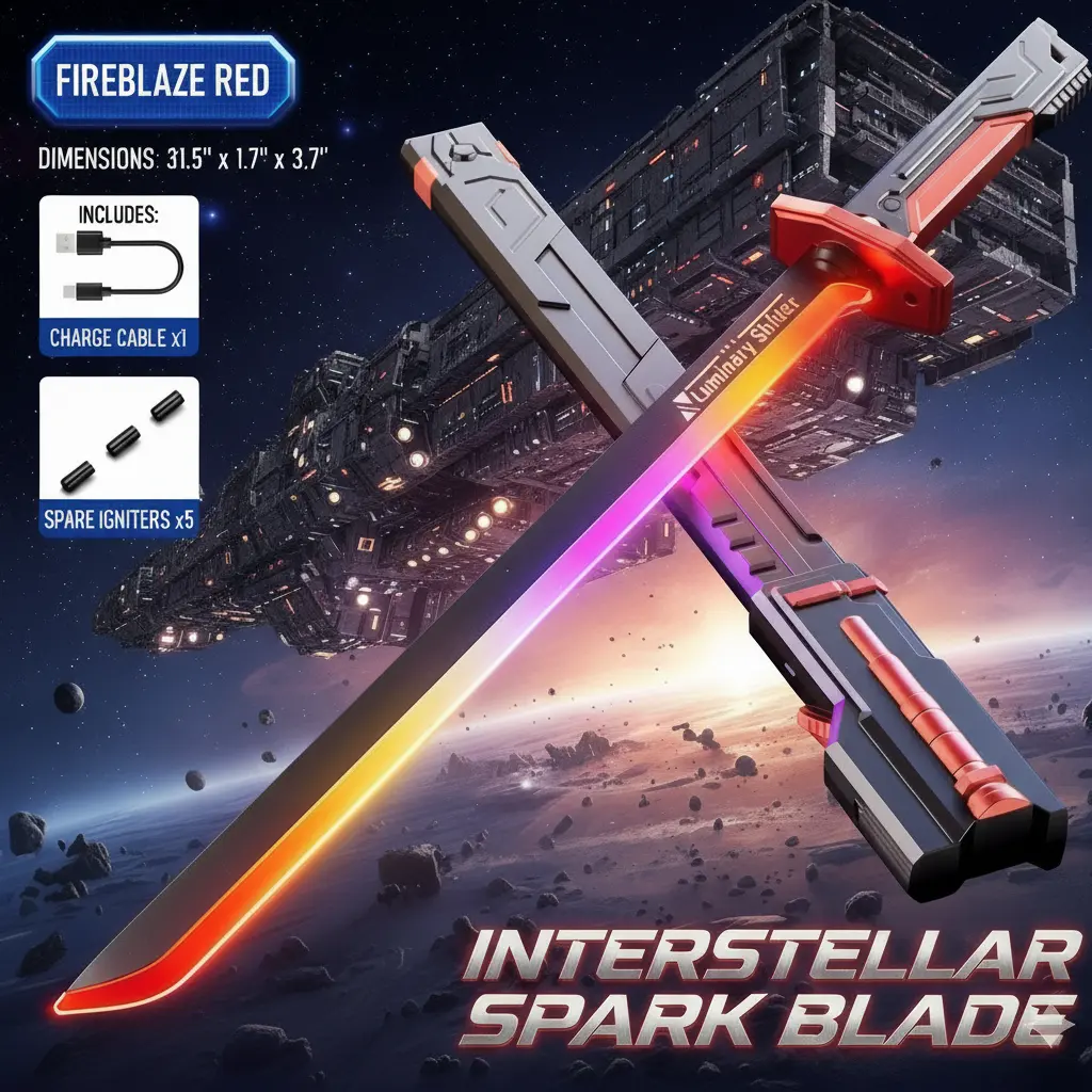 Retractable Neopixel Lightsaber Toy - RGB Neon Glow Blade with Spray Spark, FX Sound, Party Battle Mode, Cool Role Play Toy for Kids, Ideal Birthday Party Cosplay Hobby Gift