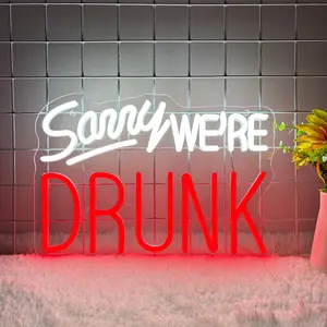 Bright "Sorry, we were drunk" neon sign, Led neon lights, dimmable, USB-powered, suitable for commercial decoration, home bars, and parties.