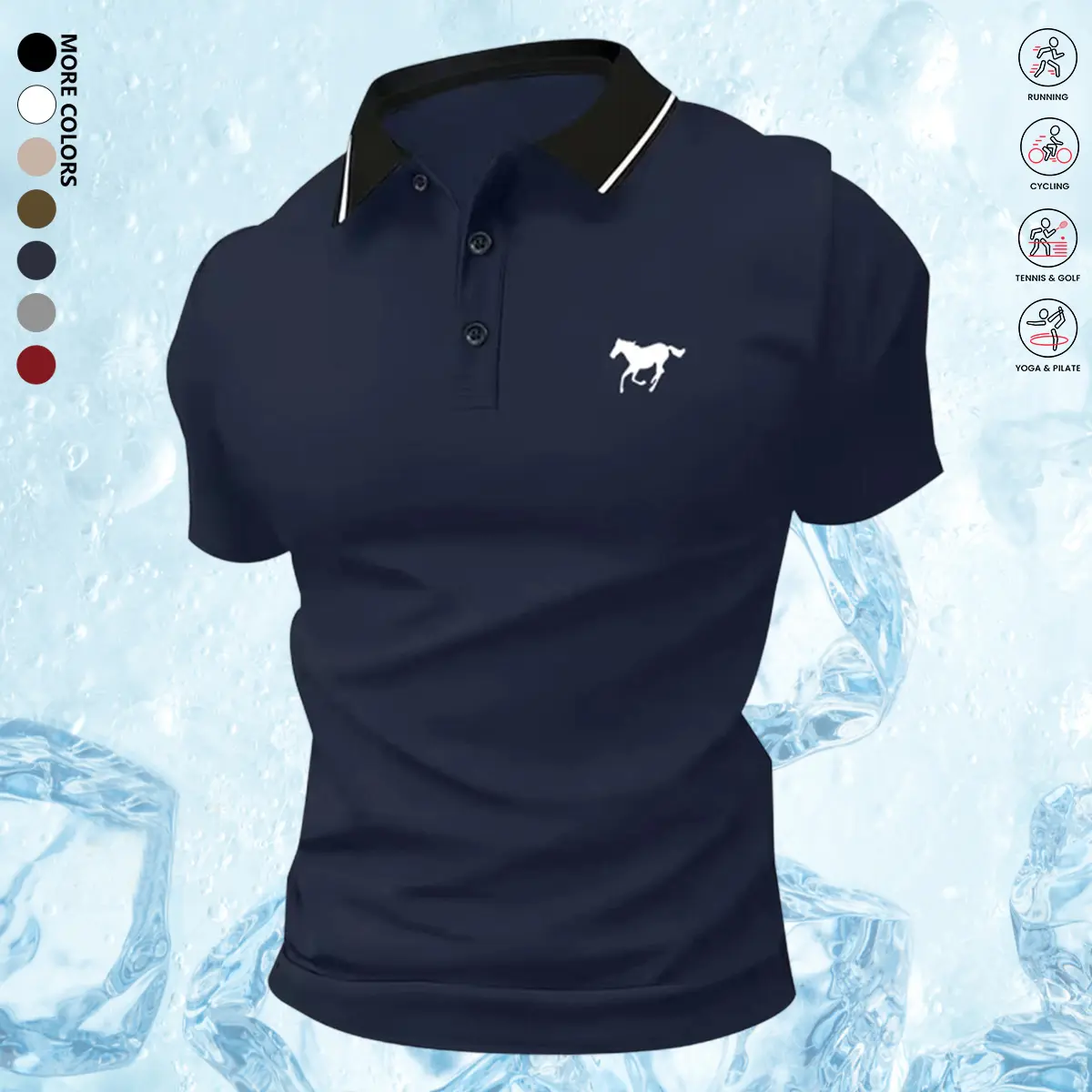 Business Casual Men's Polo Shirt, Classic Solid Shortsleeve Top, Comfortable Button-Up Menswear, Button-Up Fabric Business Casual Men's Polo Shirt, Classic Solid Shortsleeve Top, Comfortable Button-Up Menswear, Button-Up Fabric