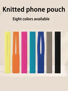 New Trendy Fashion Apple Bag Knit Phone Case, Multi-Color Options, High-Quality Mini Shoulder Bag, Unisex Design, Elastic Breathable