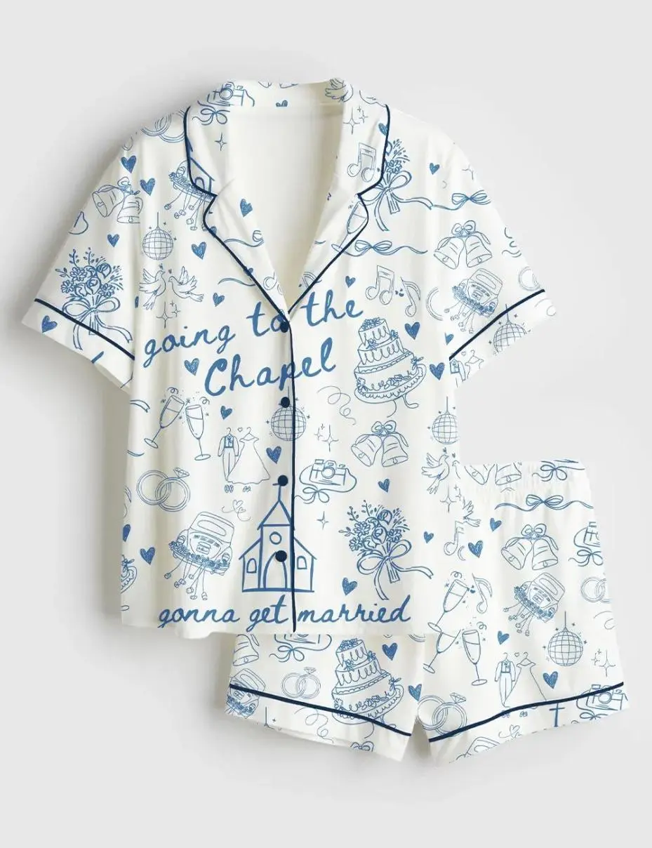 Est 2026 Going To The Chapel Satin Pajamas, Wedding Day Bridal Party Pjs, Silky Bride Sleepwear, Wife Future Mrs Lounge Set, Wedding Gift, Gift For Him, Gift For Her, Fresh Styles, Updated for Today