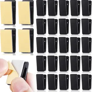 30 Pieces Self-Adhesive Sticky Plastic Hanging Clips for Wall Tapestry Poster Photo Wall Teacher Student Home Applications Black
