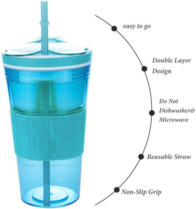 Women Men Snack and Drink Cup Combo All-in-One Tumbler for On-The-Go Blue Pack of 1 with Lid and Straw