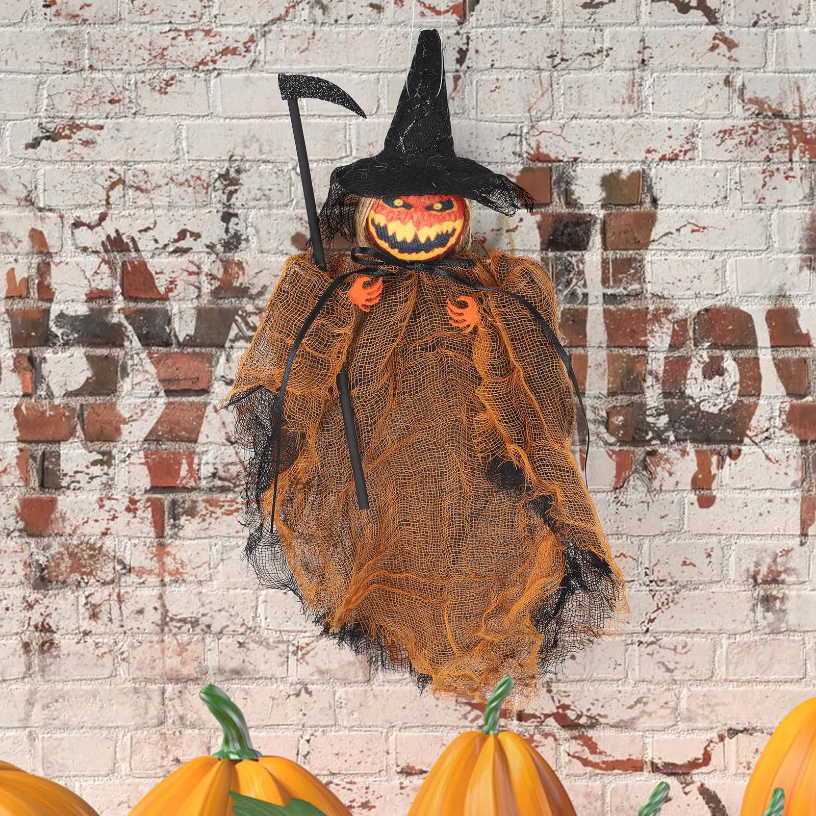 Spooky Halloween Hanging Pumpkin & Witch Ornaments, Holiday Bag Pendants, Decorations for Doors, Yards & Living Rooms