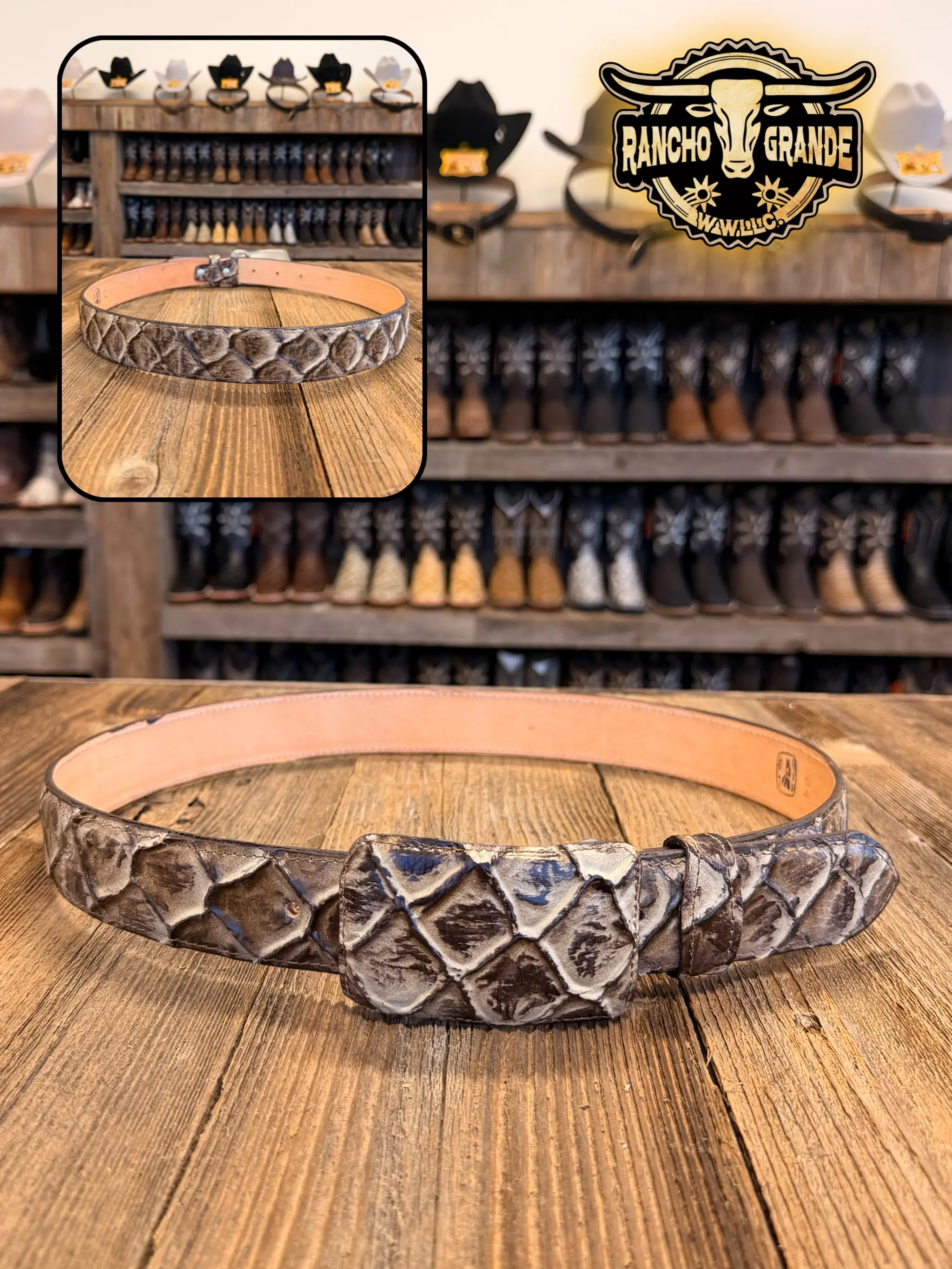Cinto Vaquero para Hombre Estilo Pescado / Mens Western Cowboy Belt Fish Style