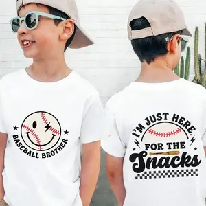 Baseball Bro Sis Shirt, Just Here For The Snacks Tees, Baseball Brother Sister Matching T-shirt, Youths Baseball Fan Gift, Snacks Lover Tee