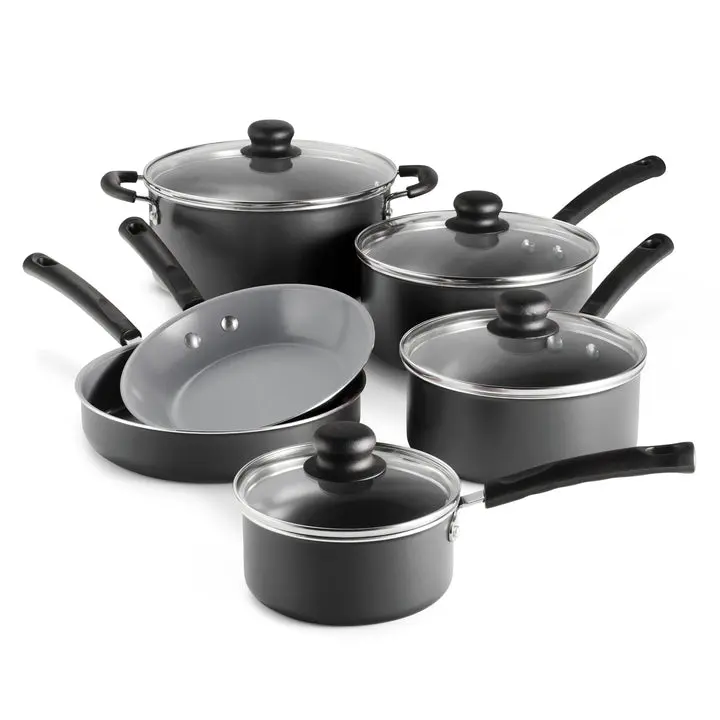 Tramontina Primaware 10-Piece Steel Gray Ceramic Nonstick Cookware Set Tramontina Primaware 10-Piece Steel Gray Ceramic Nonstick Cookware Set