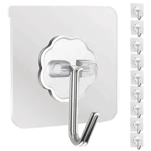 [Dr. Home Furnishing] Transparent Waterproof and Oilproof Wall Hooks, Sticky Hooks for Kitchen Bathroom Shower Door Outdoor Home Improvement Adhesive Hooks