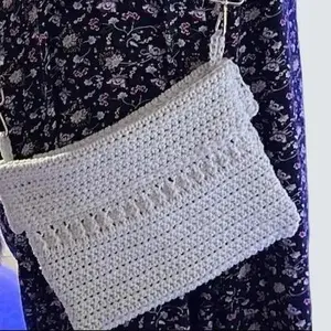 The Crochet Clatch "Sarah" Bag - Handmade 100% Cotton Crossbody Strap Lightweight & Comfortable Machine Washable Versatile Accessory