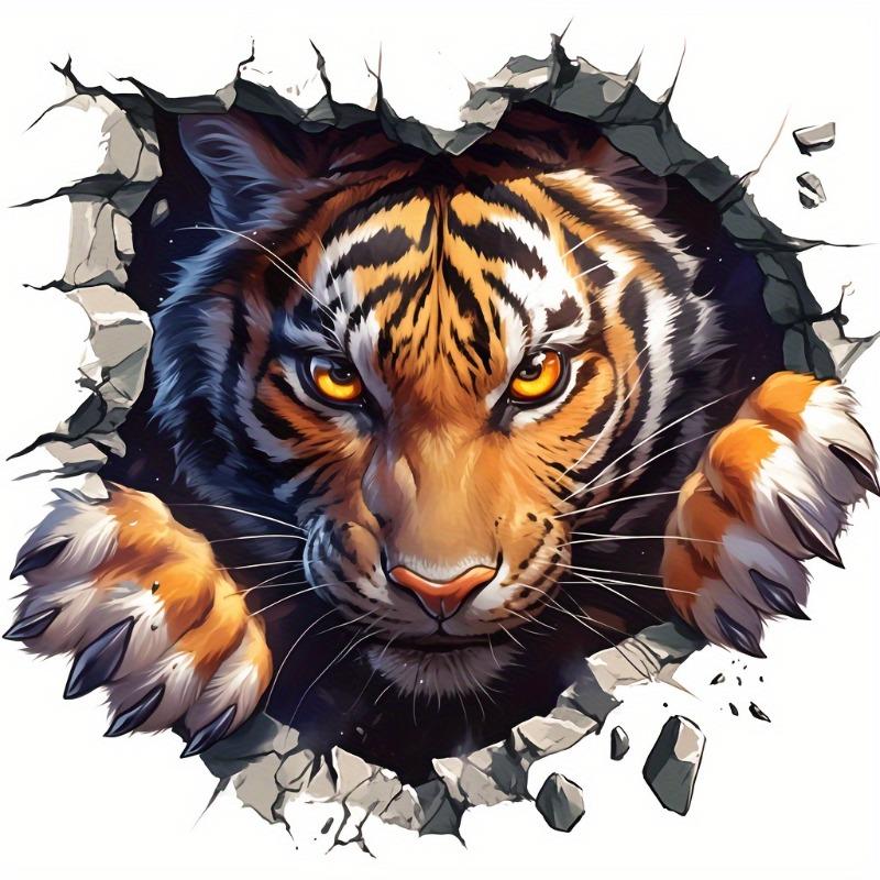 Tiger Face Sticker 5.12 x 5.12 Bright Orange Black Design Self Adhesive for Cars Laptops Trucks Plastic Wood Metal Glass Animal Theme Gift