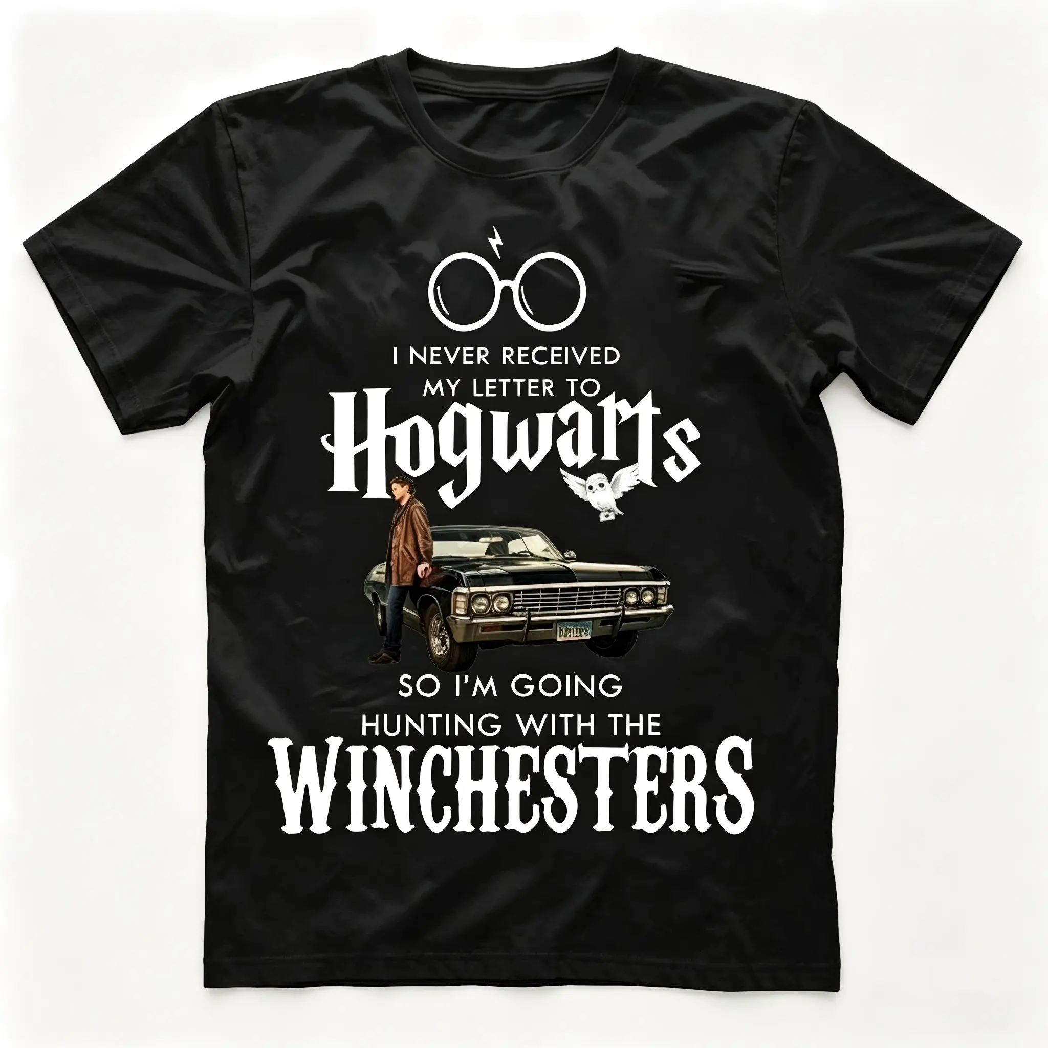 Women's Unisex Cut Sam & Dean Winchester Brothers Print Top - Shortleeve Cotton Fabric, Fade Resistant, Hogwarts Universal Studios Supernatural Themed, Casual Streetwear T-Shirt, Sweatshirt, Hoodie, Comfort Colors
