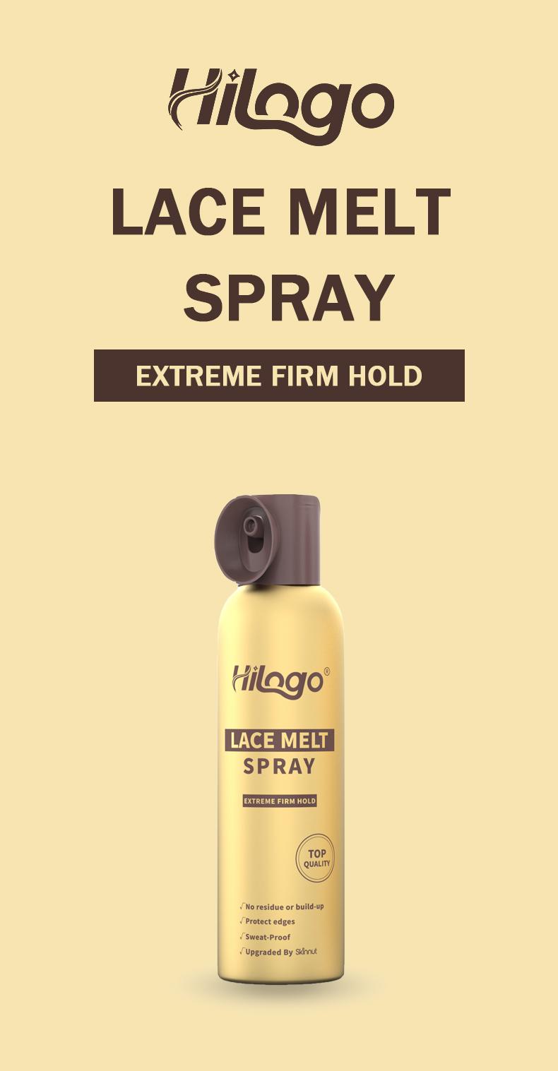 HILOGO Lace Melt Spray - Non-Toxic Aerosol Can Lace Wig Adhesive, Mild & Extra Strong Hold for Invisible Natural Hairline, Sweatproof for Smooth Finish, 180ml/6.09fl oz Single Item Haircare (3-Year Shelf Life), Daily, Yes