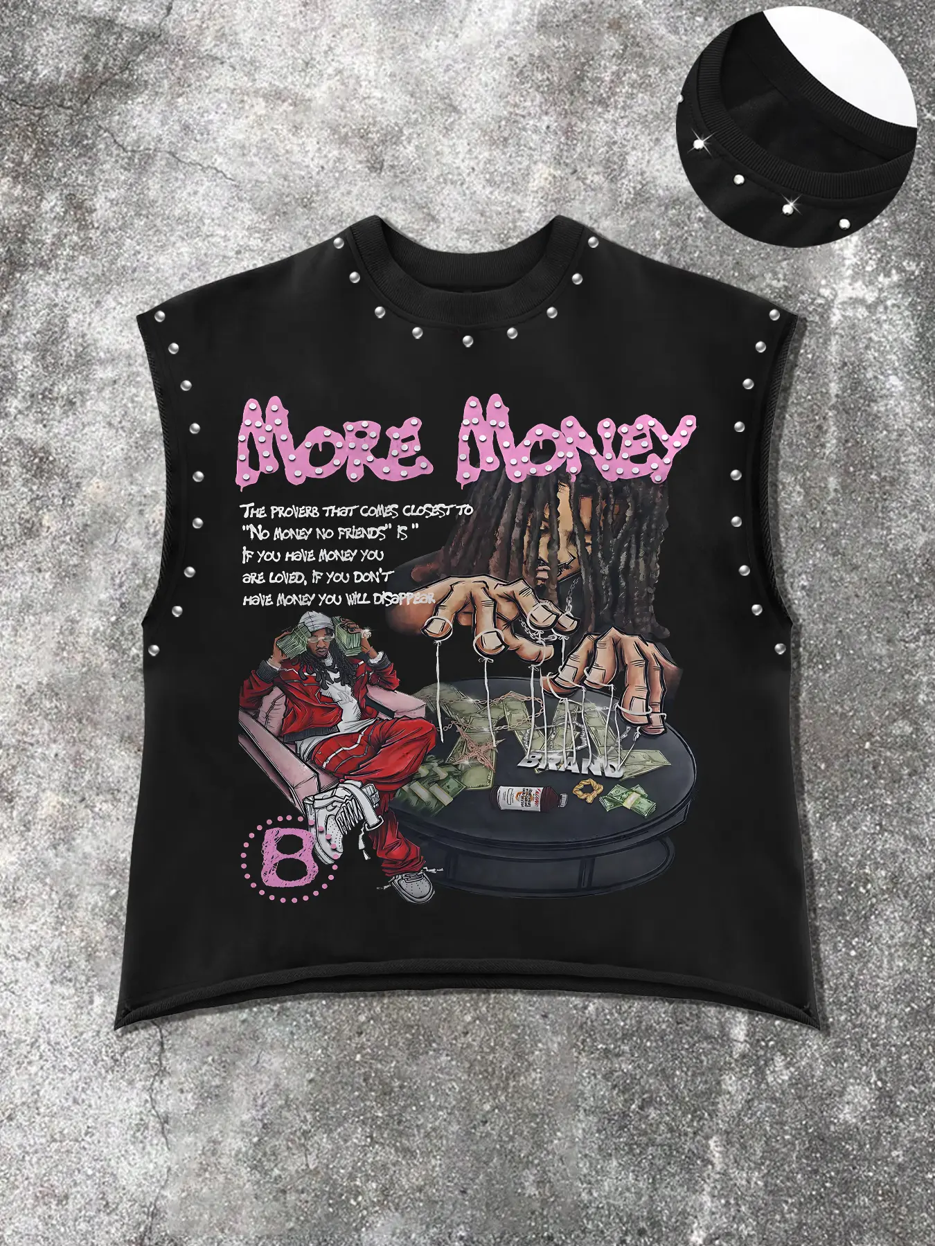 Men's Casual Vest Sleeveless Tank Tops with More Money Print, Vintage Graphic Pattern, Trendy Loose Style, Breathable Design, Perfect for Summer Commuting