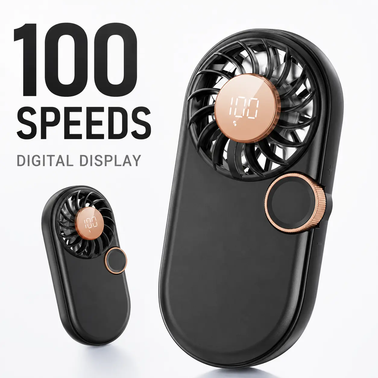 Mini Handheld Cooling Fan, USB-C Rechargeable with 100 Adjustable Speeds, Foldable Pocket Fan for Travel, Outdoor Use