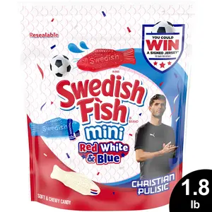 SWEDISH FISH Mini Red, White & Blue Soft & Chewy Candy, Bulk Candy, 1.8 lb