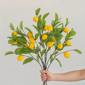 Realistic Lemon Branch Set, Single Stem with 6 Lemons, Fresh Spring Decor, Home Décor, Wedding, Party, Kitchen Table, Vase Arrangement, Fake Plant Ornament