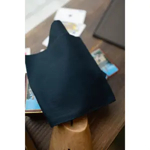 BLUE BLACK COTTON LINEN POCKET SQUARE