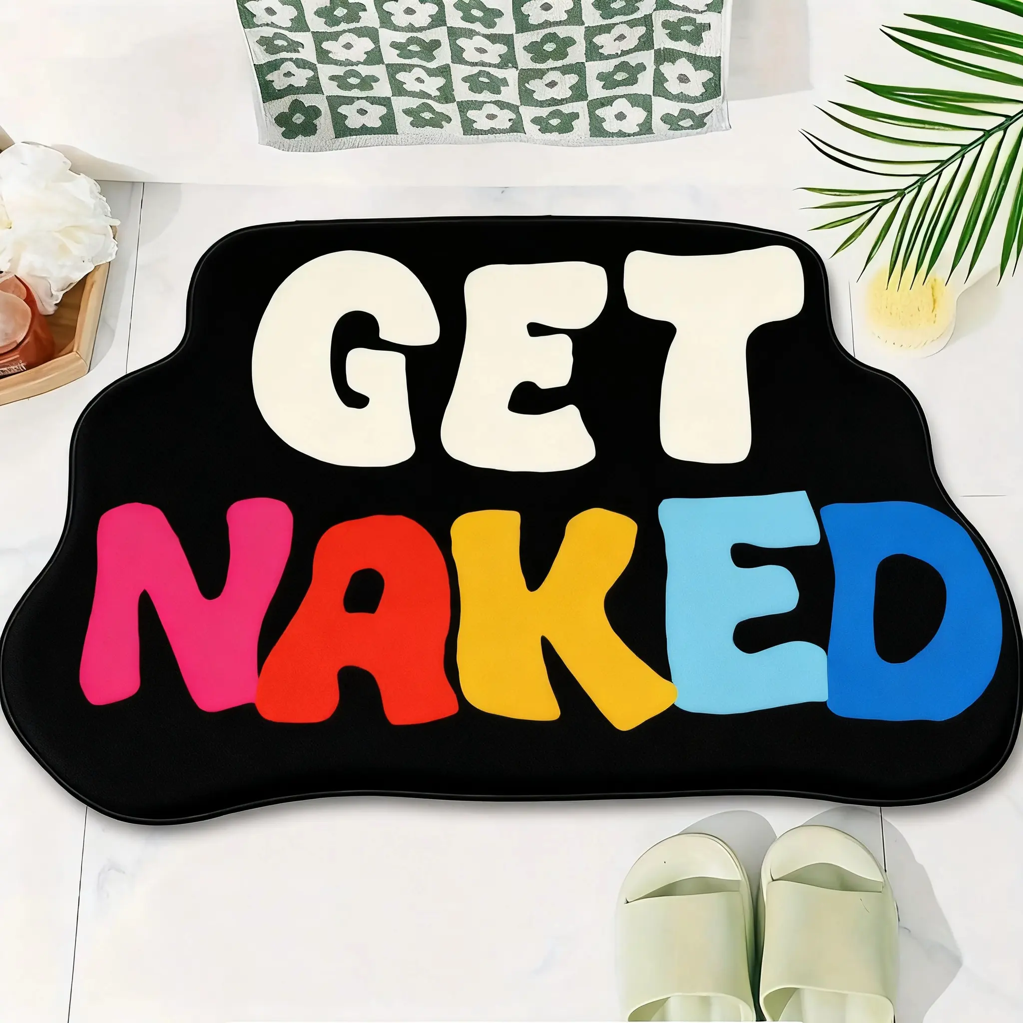 Letter-patterned bathroom mat, Soft bathroom mat, Bath Mats, door mat, decorative mat, easy to clean and wear-resistant carpet, bathroom decor, suitable for bathroom doorways, kitchen hallways, entrances