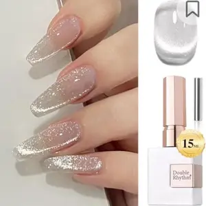 Cat Eye Double Rhythm Nail Polish MC1019 0.5 OZ with Holographic Glitter, Translucent & Jelly for Manicure & Cutics - Home Salon DIY - Cosmetic