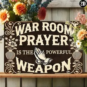 Aluminum Vintage War Room Prayer Sign 8x12 Inch Waterproof Rustic Christian Wall Art for Home Bar Outdoor Decor Living Room Bedroom Kitchen