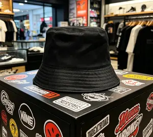 Waterproof Nylon Bucket Hat, UV Protection Quick-Dry Fisherman Cap, Unisex Black Sun Hat for Hiking, Beach & Streetwear