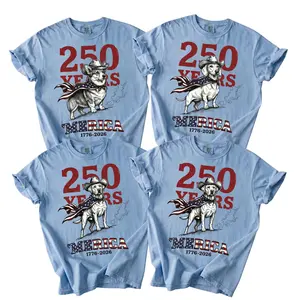 Custom Dog Breeds 250 Years of America Blue Jean Shirt, Patriotic Dog Merica 1776-2026, Retro 250th Anniversary US Flag Shirt