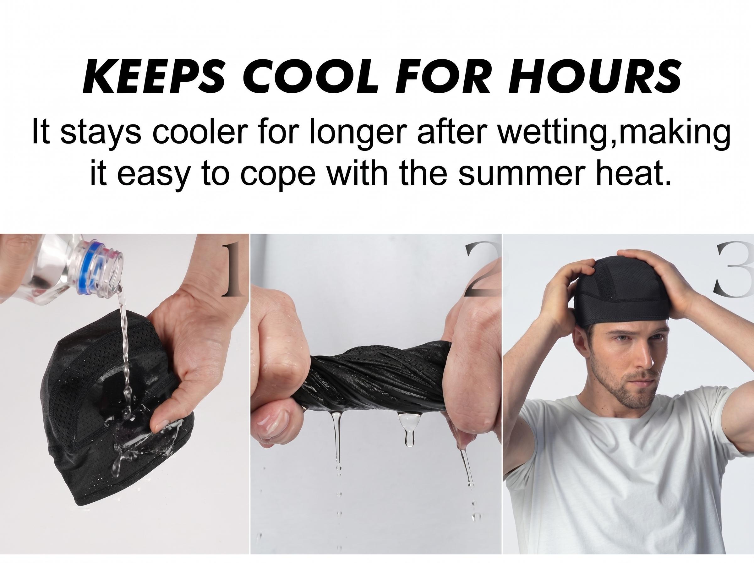 MELASA Cooling Skull Cap (3/4 Pack) - Ultra Breathable Elastic Polyester Cap, Stretchy Helmet Hat, Headset Saver, High-Stretch Fit Moves with You for Motorcycle, Cycling, Gym Workouts, Cooling Helmet Liner Sports & Outdoor Hats