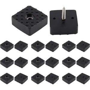 20 count 1.18Inch/30mm Rubber Furniture Pads with Screws, Black Square Non Slip Furniture  Heavy Duty Couch  Covers for Chair, Table, Desk, Sofa