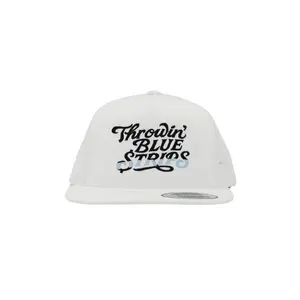 Throwin Blue Strips Embroiđered Hat - Unisex Casual Trucker Cap, Retro Design, Cotton, Fitted, Graphic, Dry Clean Only, Great Gift Idea