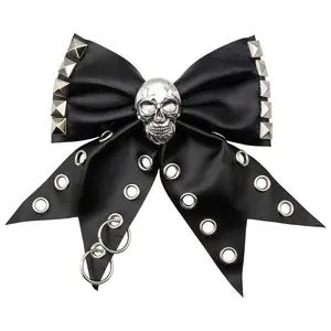 Skull Punk Stud Hair Bow Clip