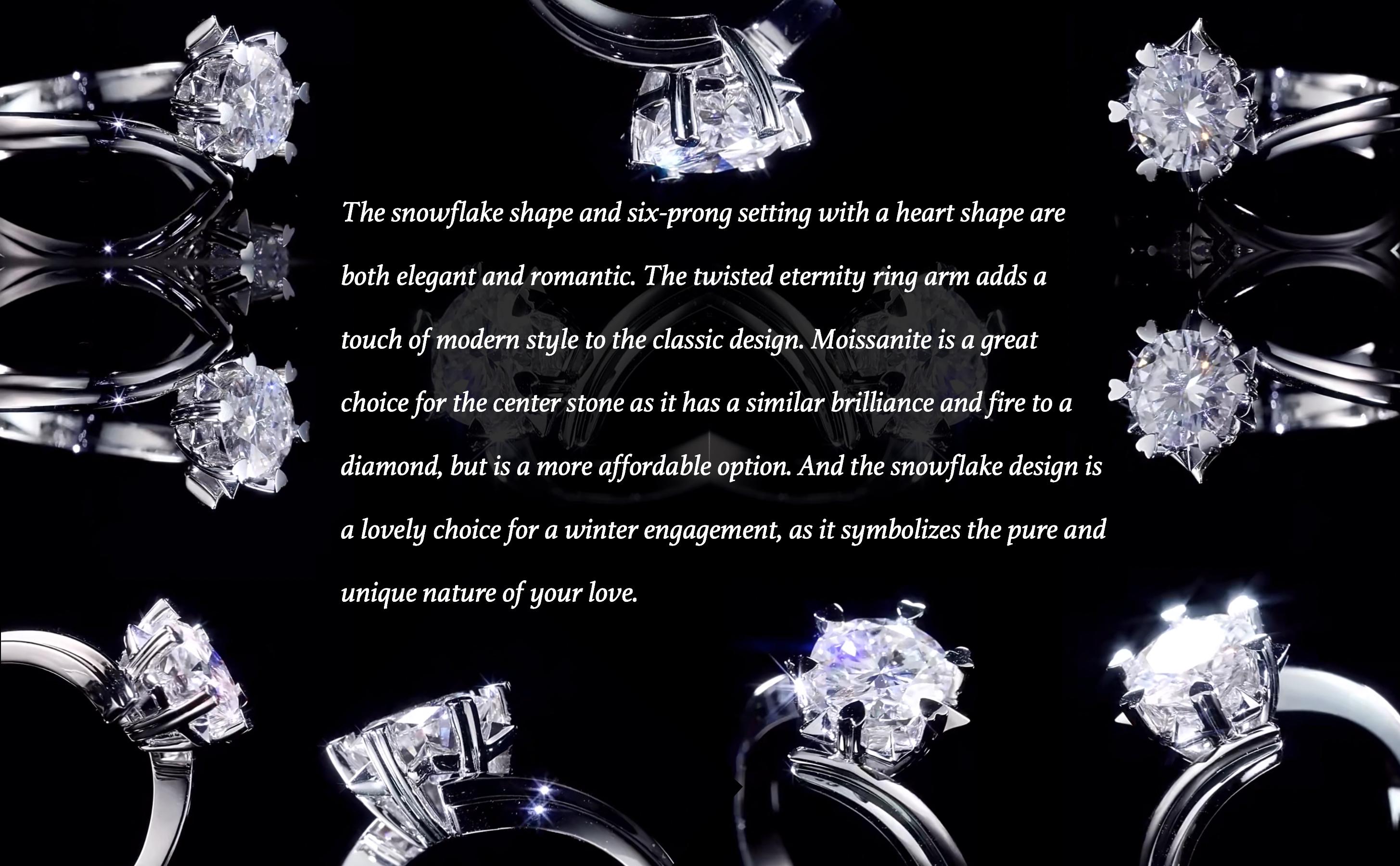 Adelisa&Eli Moissanite Adjustable Ring for Women - 2ct Silver S925 Ring with 6 Claw