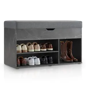 MCombo 37" Storage Bench with Padded Cushion for Living Room, 7702